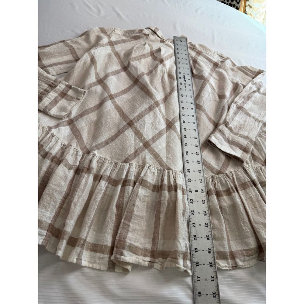 Free People Peppy In Plaid Button Up Ruffle Back Size Medium - Picture 10 of 10
